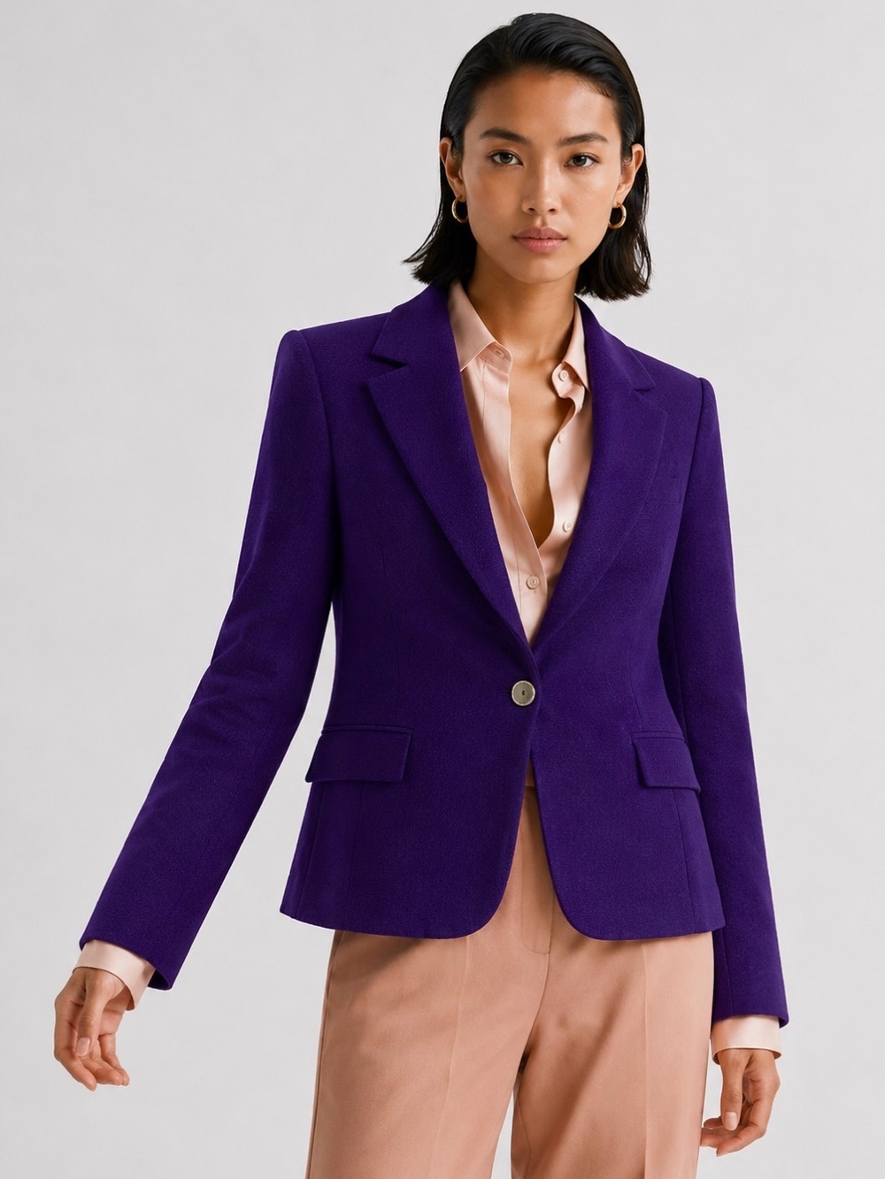 Madeleine Purple Wool Blend Blazer Jacket Size UK 10 US 6 Tailored Career